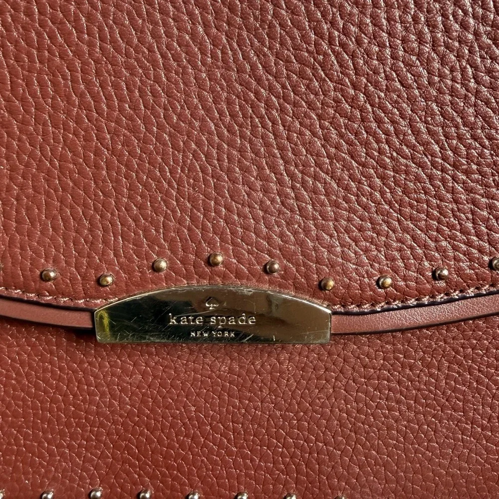 Kate Spade West Street Kenway Crossbody Bag Pebbled Leather Port Brown Studded